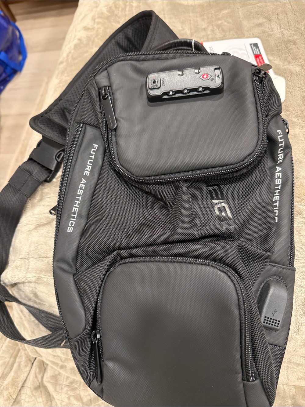 Black Sling Camera Bag with TSA Lock